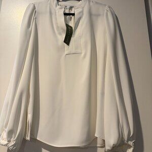 Elegant White, Long sleeve Trina Turk blouse size M